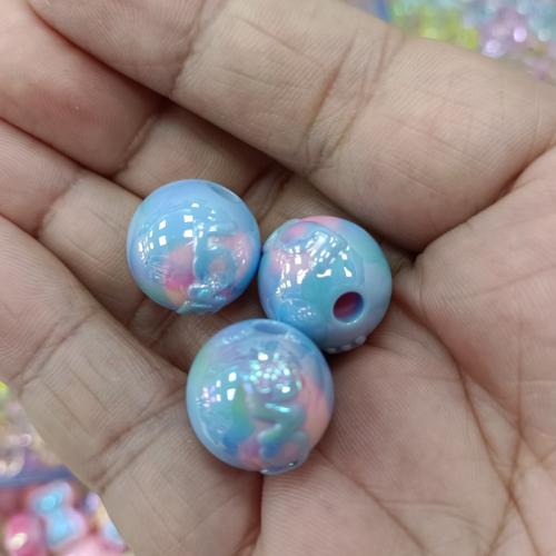 Plated Acrylic Beads, Round, DIY, more colors for choice, 16mm, 200PCs/Bag, Sold By Bag