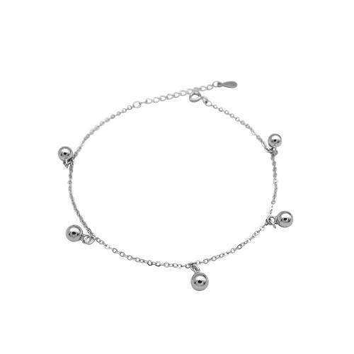 Fashion Sterling Silver Anklet, 925 Sterling Silver, with 3CM extender chain, for woman, silver color, Length:Approx 21 cm, Sold By PC