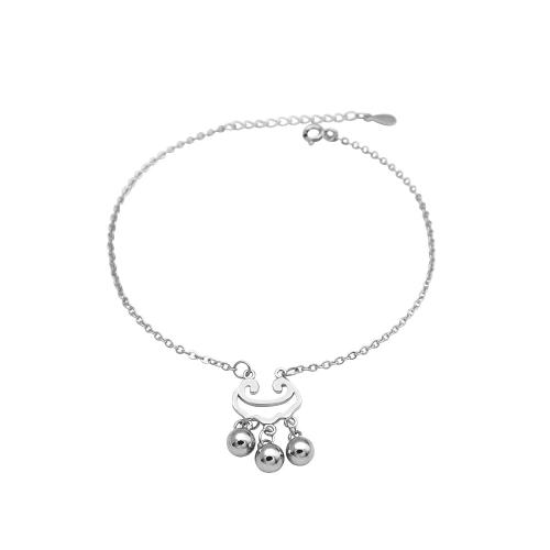 Fashion Sterling Silver Anklet, 925 Sterling Silver, with 3CM extender chain, for woman, silver color, Length:Approx 22 cm, Sold By PC