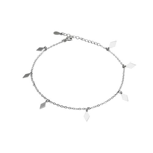 Fashion Sterling Silver Anklet, 925 Sterling Silver, with 3CM extender chain, for woman, silver color, Length:Approx 20 cm, Sold By PC