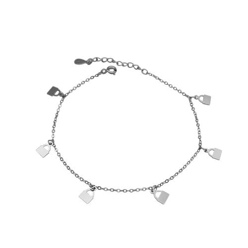 Fashion Sterling Silver Anklet, 925 Sterling Silver, with 3CM extender chain, for woman, silver color, Length:Approx 19 cm, Sold By PC