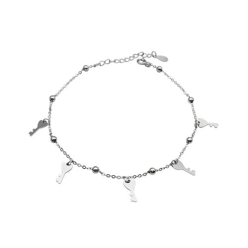 Fashion Sterling Silver Anklet, 925 Sterling Silver, with 3CM extender chain, for woman, silver color, Length:Approx 20 cm, Sold By PC