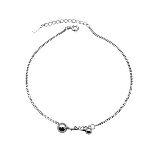 Fashion Sterling Silver Anklet, 925 Sterling Silver, with 3CM extender chain, for woman, silver color, Length:Approx 22 cm, Sold By PC