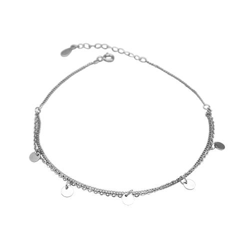 Fashion Sterling Silver Anklet, 925 Sterling Silver, with 3CM extender chain, for woman, silver color, Length:Approx 21 cm, Sold By PC