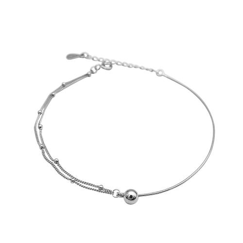 Fashion Sterling Silver Anklet, 925 Sterling Silver, with 3CM extender chain, for woman, silver color, Length:Approx 20 cm, Sold By PC