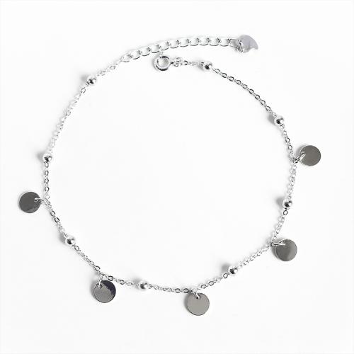 Fashion Sterling Silver Anklet, 925 Sterling Silver, with 3CM extender chain, for woman, silver color, Length:Approx 20.5 cm, Sold By PC