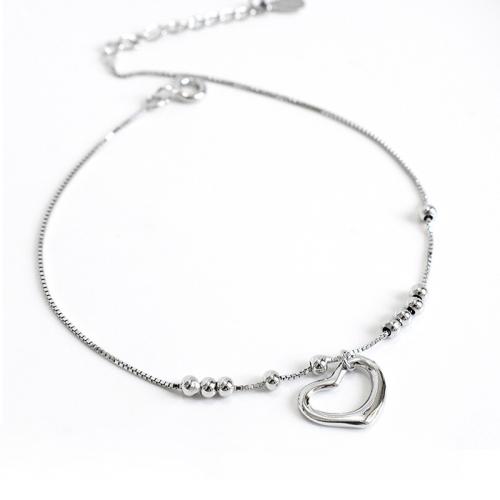 Fashion Sterling Silver Anklet, 925 Sterling Silver, with 3CM extender chain, for woman, silver color, Length:Approx 20 cm, Sold By PC