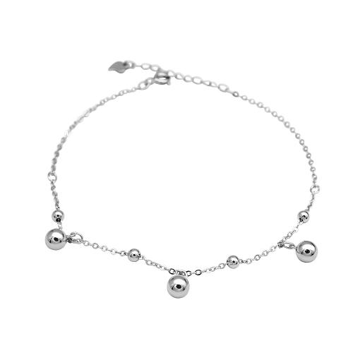 Fashion Sterling Silver Anklet, 925 Sterling Silver, with 3CM extender chain, for woman, silver color, Length:Approx 20 cm, Sold By PC