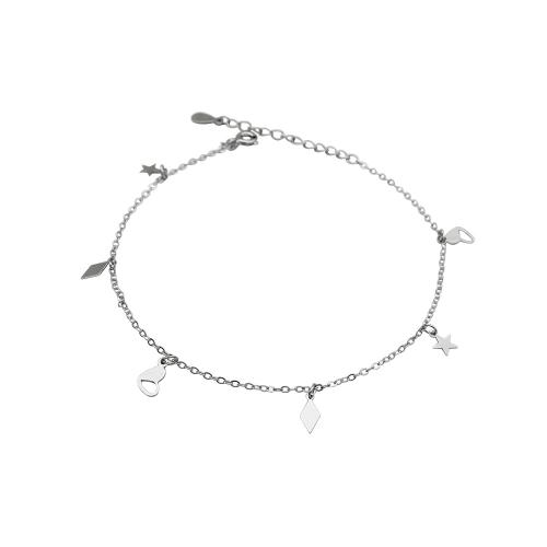 Tobillera de plata esterlina de moda, plata de ley 925, con 3CM extender cadena, para mujer, plateado, longitud:aproximado 20 cm, Vendido por UD