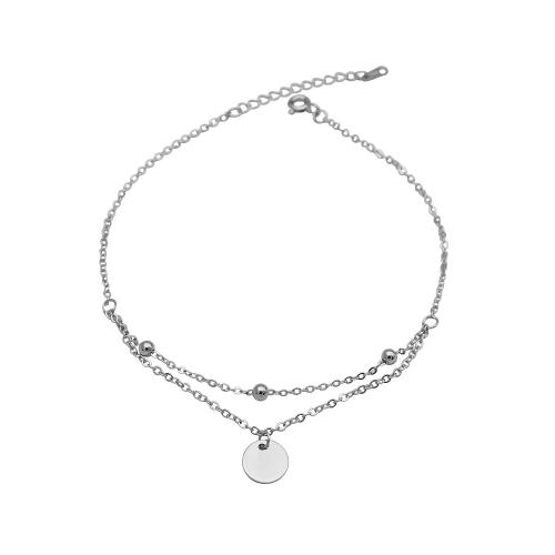 Fashion Sterling Silver Anklet, 925 Sterling Silver, with 3CM extender chain, for woman, silver color, Length:Approx 21 cm, Sold By PC