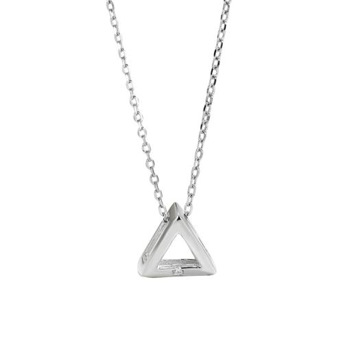 Zircon cubique Micro Pave collier en argent Sterling, argent sterling 925, avec 5CM chaînes de rallonge, triangle, pavé de micro zircon & pour femme, argent, Longueur:Environ 40 cm, Vendu par PC