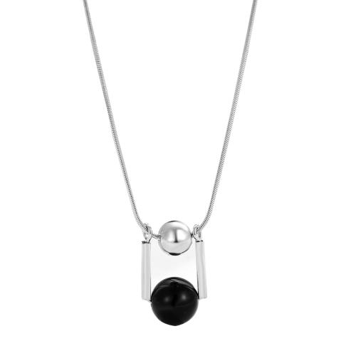 Colliers en argent sterling, argent sterling 925, avec agate noire, avec 5CM chaînes de rallonge, pour femme, argent, Longueur:Environ 40 cm, Vendu par PC