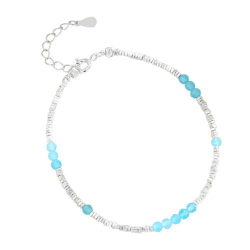 Bracelets en argent sterling, argent sterling 925, avec Oeil de chat, avec 3CM chaînes de rallonge, Placage, pour femme, argent, Longueur:Environ 16 cm, Vendu par PC