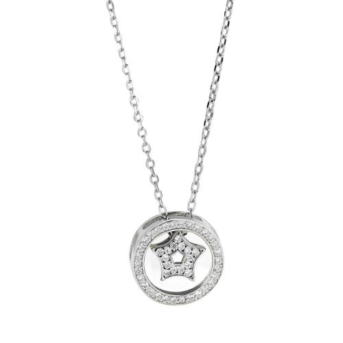 Zircon cubique Micro Pave collier en argent Sterling, argent sterling 925, avec 5CM chaînes de rallonge, pavé de micro zircon & pour femme, argent, Longueur:Environ 40 cm, Vendu par PC