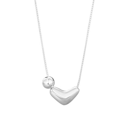 925 Sterling Silver Necklaces, with 5CM extender chain, Heart, for woman, silver color, Length:Approx 40 cm, Sold By PC