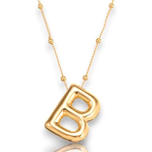 Brass Necklace, plated, letters are from A to Z & Unisex & different styles for choice, golden, Length:Approx 45 cm, Sold By PC