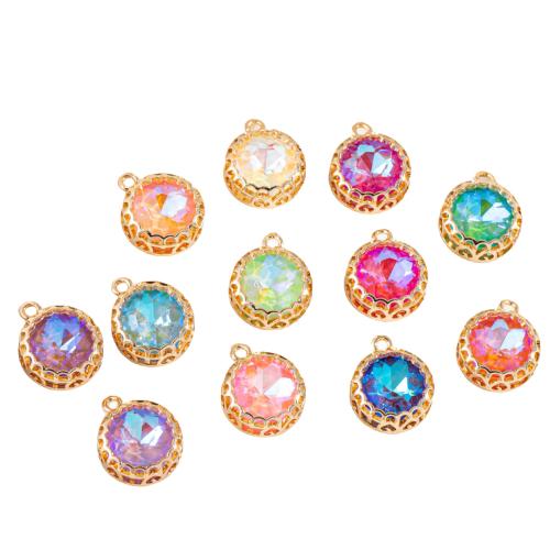 Brass Jewelry Pendants, with Crystal, DIY, more colors for choice, 30PCs/Bag, Sold By Bag