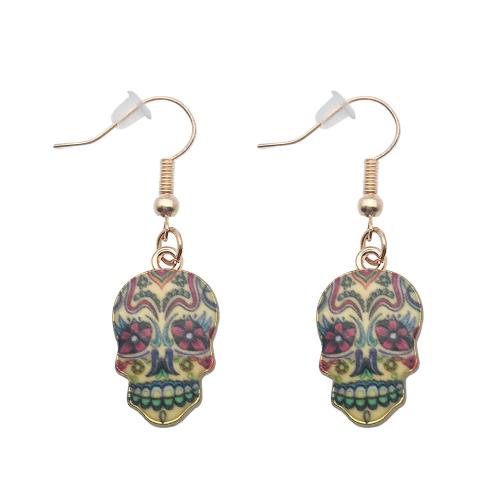 Tibetan Style Drop Earring, for woman & enamel, golden, Sold By Pair