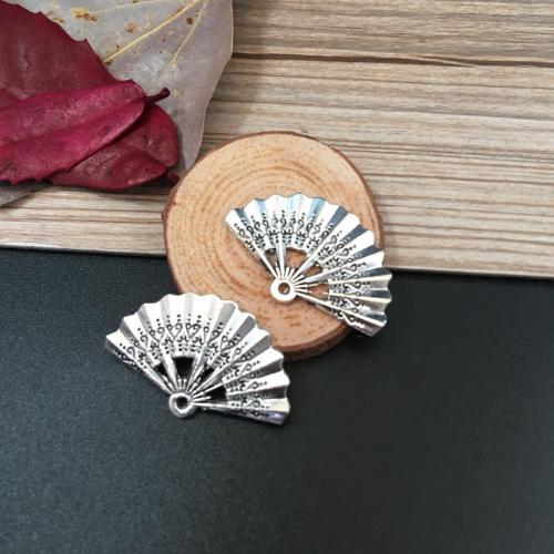 Tibetan Style Pendants, Fan, antique silver color plated, DIY, 21x33mm, 100PCs/Bag, Sold By Bag