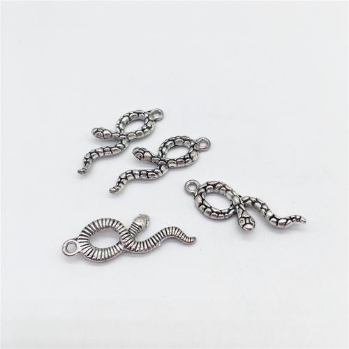 Tibetan Style Animal Pendants, Snake, antique silver color plated, DIY, 34x11mm, 100PCs/Bag, Sold By Bag