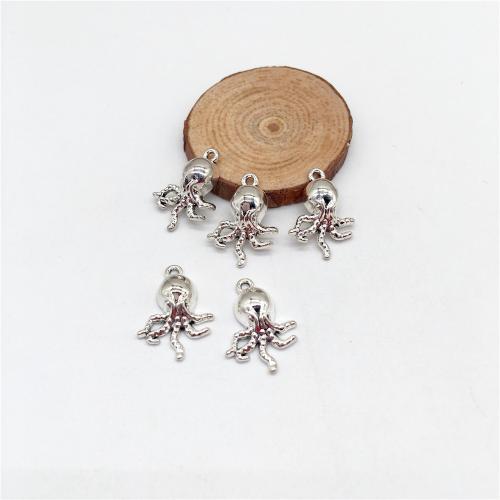 Tibetan Style Animal Pendants, Octopus, antique silver color plated, DIY, 21x15mm, 100PCs/Bag, Sold By Bag