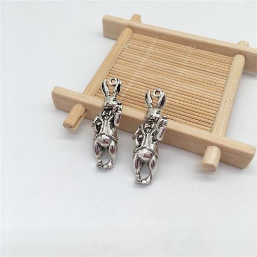 Tibetan Style Animal Pendants, Rabbit, antique silver color plated, DIY, 37x15mm, 100PCs/Bag, Sold By Bag