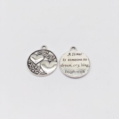 Tibetan Style Pendants, Round, antique silver color plated, DIY, 29x25mm, 100PCs/Bag, Sold By Bag