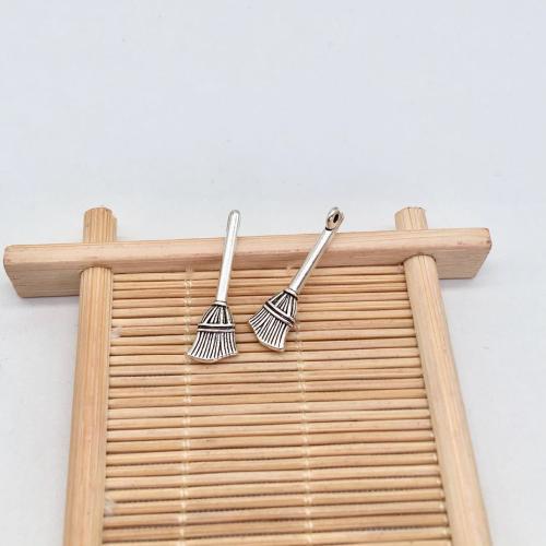 Tibetan Style Pendants, Broom, antique silver color plated, DIY, 30x8mm, 100PCs/Bag, Sold By Bag