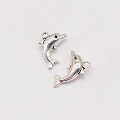 Zinklegierung Tier Anhänger, Dolphin, antik silberfarben plattiert, DIY, 17x13mm, 100PCs/Tasche, verkauft von Tasche