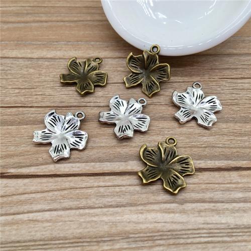 Tibetan Style Flower Pendants, plated, DIY, more colors for choice, 21x22mm, 100PCs/Bag, Sold By Bag