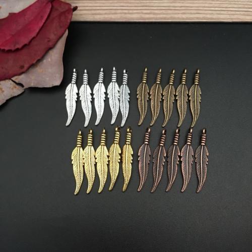 Tibetan Style Leaf Pendants, plated, DIY, more colors for choice, 31.50x6.50mm, 100PCs/Bag, Sold By Bag