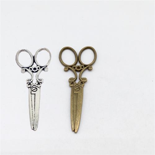 Tibetan Style Scissors Pendants, plated, DIY, more colors for choice, 59x25mm, 100PCs/Bag, Sold By Bag