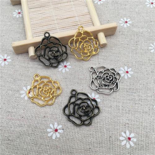 Tibetan Style Flower Pendants, Rose, plated, DIY, more colors for choice, 28x26mm, 100PCs/Bag, Sold By Bag