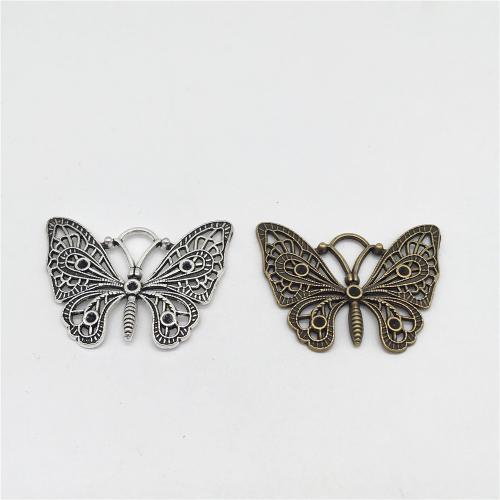 Tibetan Style Animal Pendants, Butterfly, plated, DIY, more colors for choice, 47x37mm, 100PCs/Bag, Sold By Bag