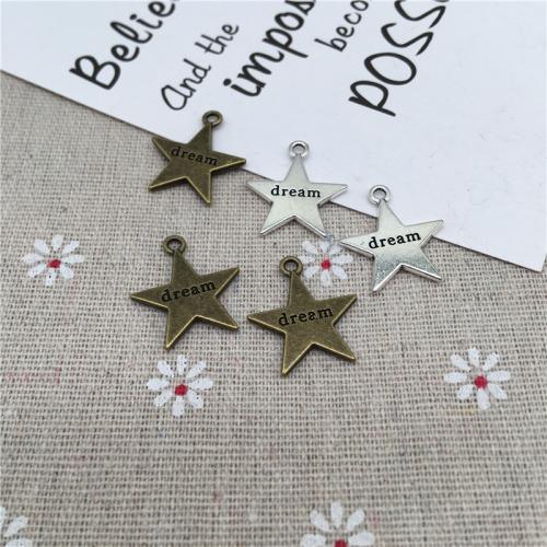 Tibetan Style Star Pendant, plated, DIY, more colors for choice, 23x20mm, 100PCs/Bag, Sold By Bag