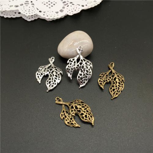 Tibetan Style Leaf Pendants, plated, DIY, more colors for choice, 38x24mm, 100PCs/Bag, Sold By Bag