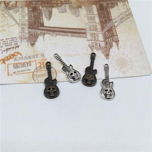 Musical Instrument Shaped Tibetan Style Pendants, Guitar, plated, DIY, more colors for choice, 32x10mm, 100PCs/Bag, Sold By Bag