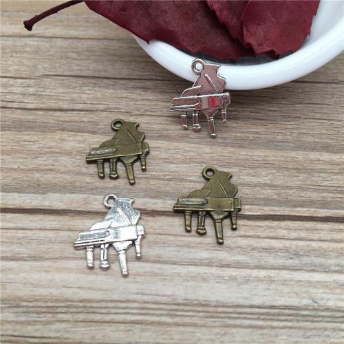 Musical Instrument Shaped Tibetan Style Pendants, Piano, plated, DIY, more colors for choice, 20x16mm, 100PCs/Bag, Sold By Bag