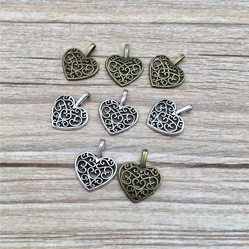 Tibetan Style Heart Pendants, plated, DIY, more colors for choice, 15x16mm, 100PCs/Bag, Sold By Bag