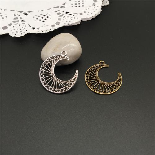 Tibetan Style Moon Pendants, plated, DIY, more colors for choice, 33x29mm, 100PCs/Bag, Sold By Bag