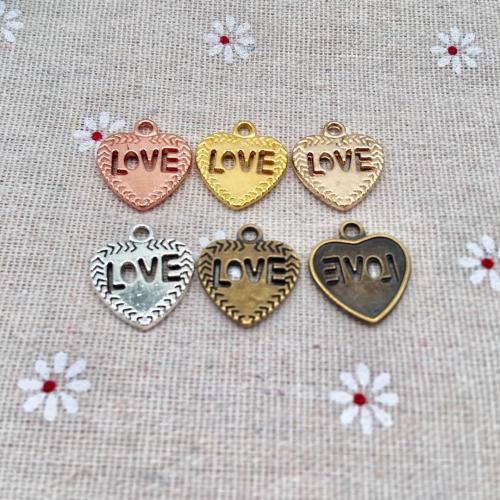 Tibetan Style Heart Pendants, plated, DIY, more colors for choice, 20x18mm, 100PCs/Bag, Sold By Bag