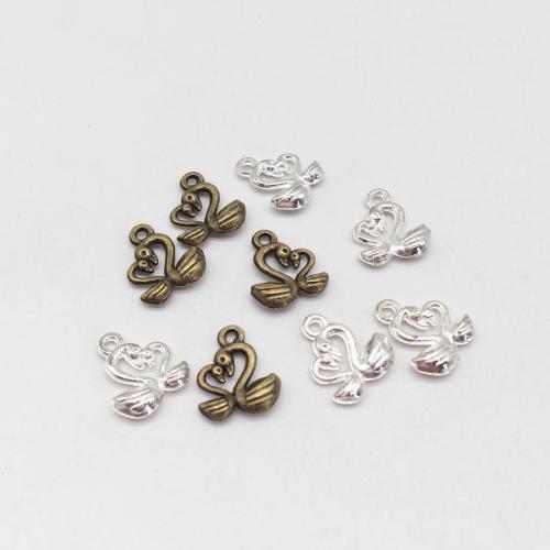 Tibetan Style Animal Pendants, Swan, plated, DIY, more colors for choice, 15x12mm, 100PCs/Bag, Sold By Bag