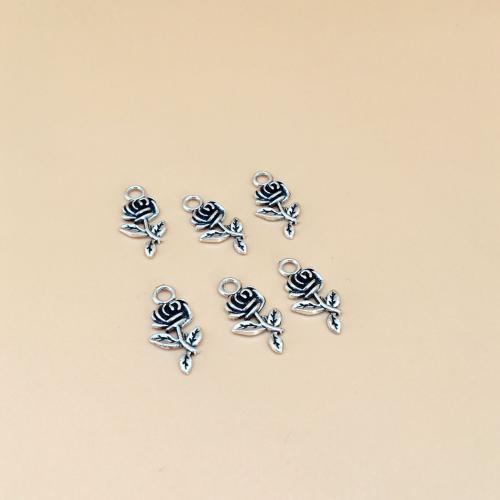 Tibetan Style Flower Pendants, Rose, antique silver color plated, DIY, 21.50x10mm, 100PCs/Bag, Sold By Bag