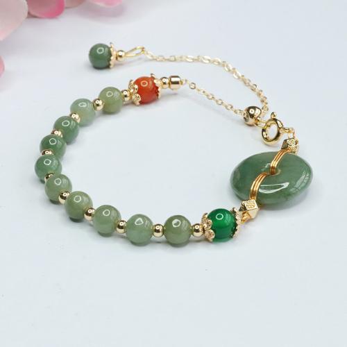 Jadeite Bracelet, with Tibetan Style, folk style & for woman, beads length 5mm, Length:Approx 6-8 Inch, Sold By PC