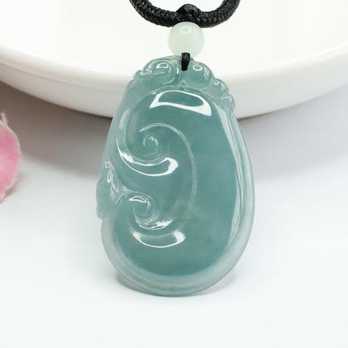 Gemstone Pendants Jewelry, Jadeite, Ruyi, Carved, folk style & DIY, 34x22x3mm, Sold By PC