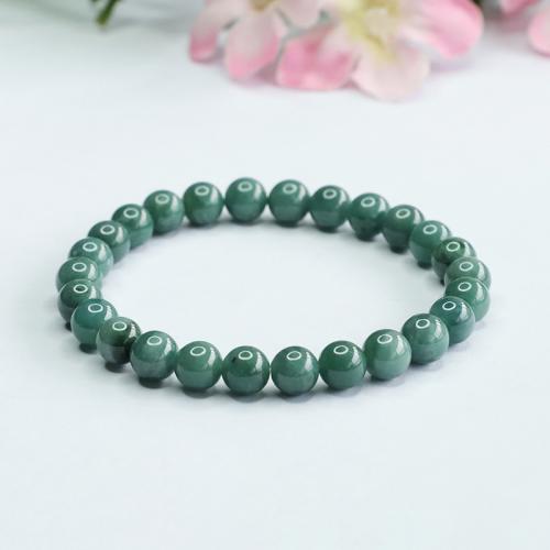 Jadeite Bracelet, Round, folk style & for woman, beads length 7mm, Length:Approx 6-8 Inch, Sold By PC