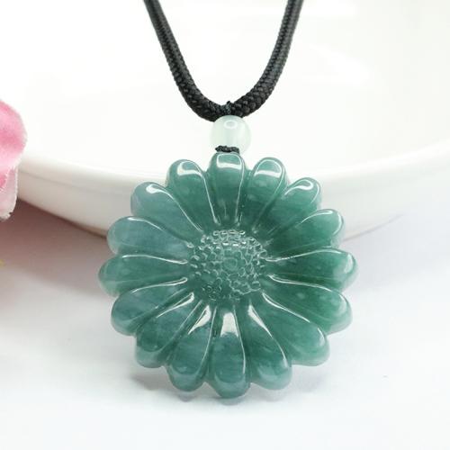 Gemstone Pendants Jewelry, Jadeite, Sunflower, Carved, folk style & DIY, 32x4mm, Sold By PC