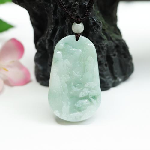 Gemstone Pendants Jewelry, Jadeite, Carved, folk style & DIY, Grade A, 38x28x5mm, Sold By PC