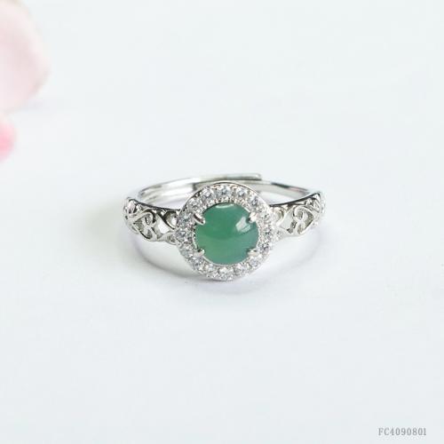 jade Cuff Bague, avec alliage de zinc, style folk & pour femme & avec strass, grade A, Taille:6-8, Vendu par PC