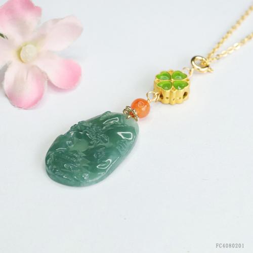 Gemstone Pendants Jewelry, Jadeite, with Brass, folk style & DIY, Sold By PC